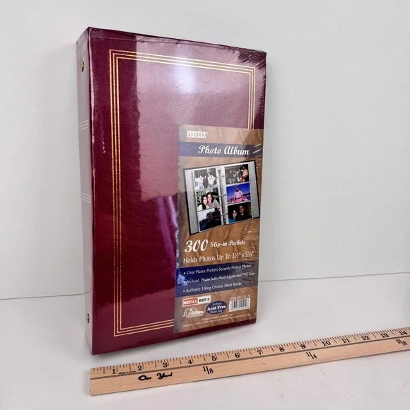 Vtg 2001 Pioneer Photo Album 3‎ Ring Binder Sealed Maroon Gold Accents READ
