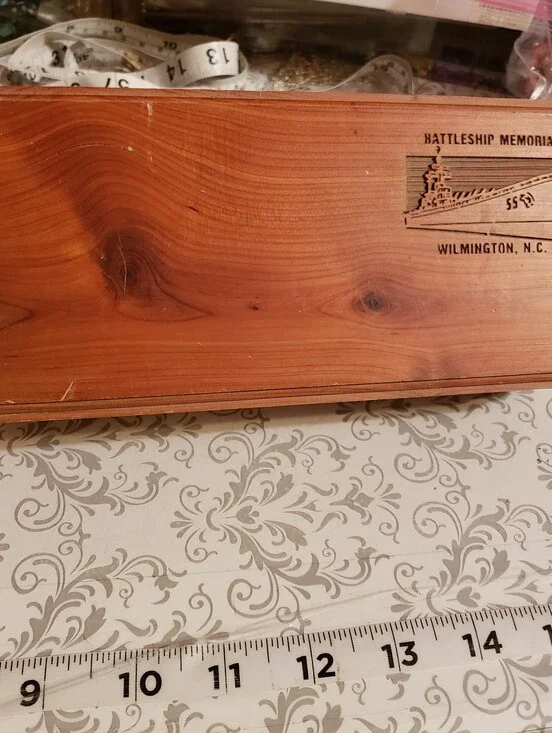 Cedar Wooden Souvenir Box U. S. S. North Carolina Battleship Memorial 8
