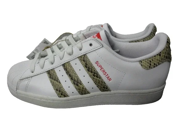 Adidas Originals Superstar White/Scarlet/Snakeprint Womens Sz 8.5