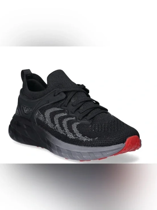Athletic Works Unisex Black &Gray Knit Sneakers w/ Memory Foam Insole Kids 1 NWT