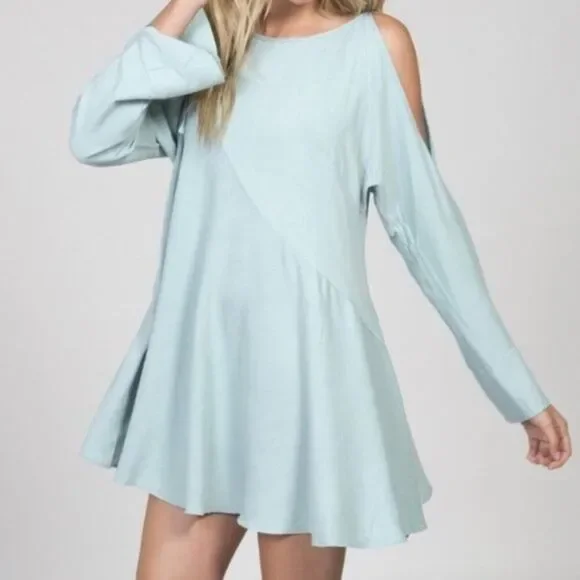 Free People Clear Skies Cold Shoulder Mint Dress Size Small