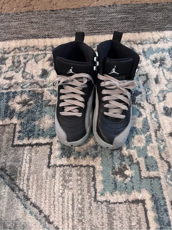 Jordan Kids Black and Gray Lace-Up High-Top Sneakers