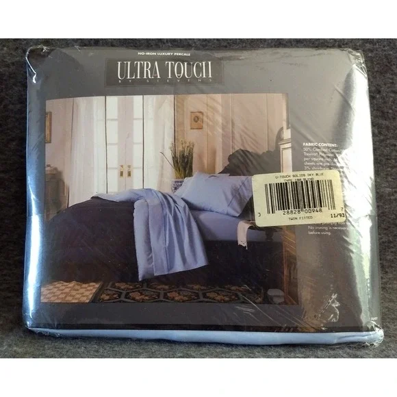 Stevens Ultra Touch Fitted Twin Sheet Sky Blue Luxury Percale‎ Cotton Blend NOS