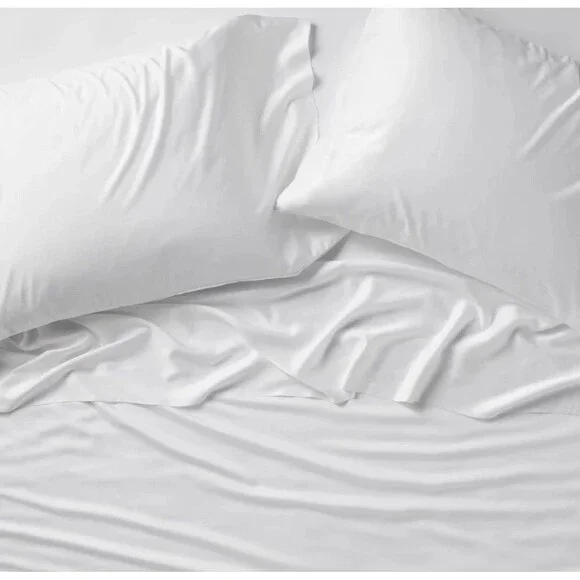 Queen 400 Thread Count Rayon from Bamboo Sheet Set White - Casaluna