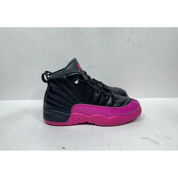 Air Jordan 12 Retro PS 510816-026 Sz 3y Sneaker Black Deadly Pink Leather Shoes