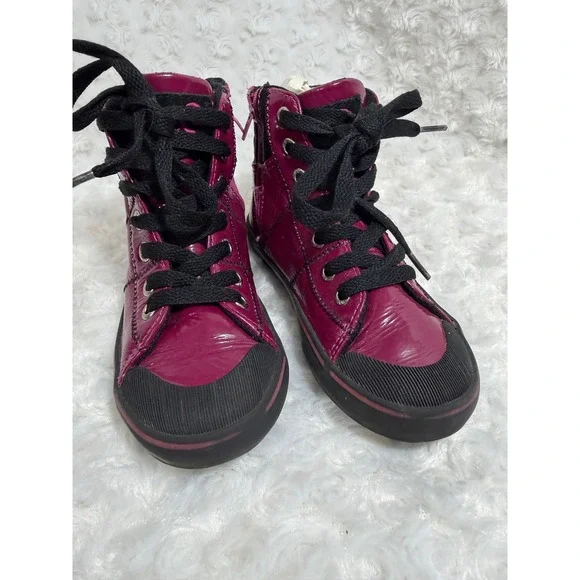 D&G Junior Dolce & Gabbana Girls‎ Magenta Patent Leather High Top Sneakers