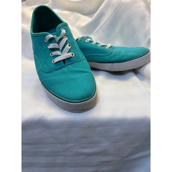 American Eagle Outfitters Teal Canvas Lace Up Sneakers Women Size‎ 8