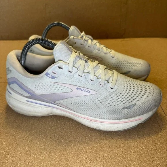 Brooks Ghost 15 Womens Running Shoes Grey Lavender Pink 1203801B199 Size 9.5