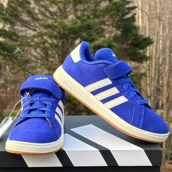 Adidas Grand Court Little Kids Sneakers 11K 12K Blue White Gum Youth GS NEW