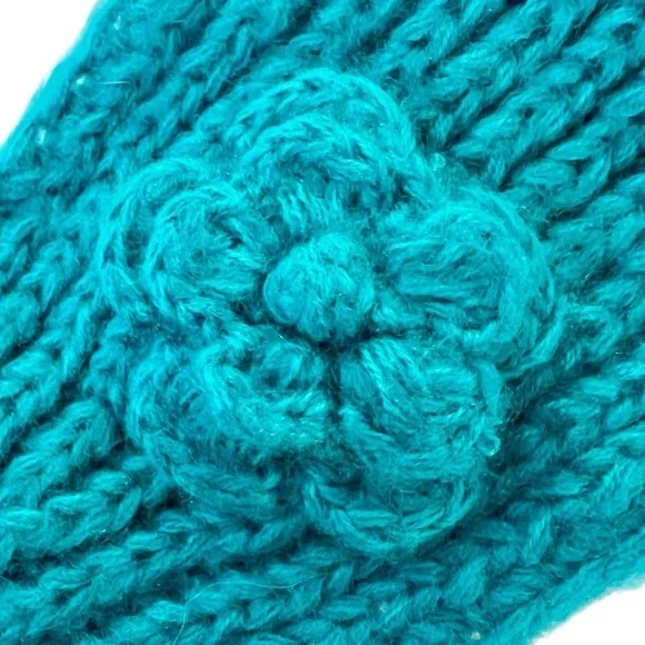Turquoise Knit Flower Headband