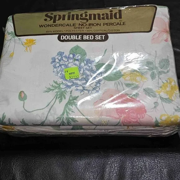 NIP Vintage Springmaid Floral Print Double‎ Bed Sheet Set New NOS