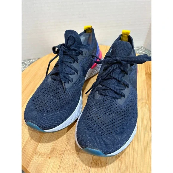Nike Epic React Flyknit Running Shoes Blue Pink Yellow‎ Sneakers Women's