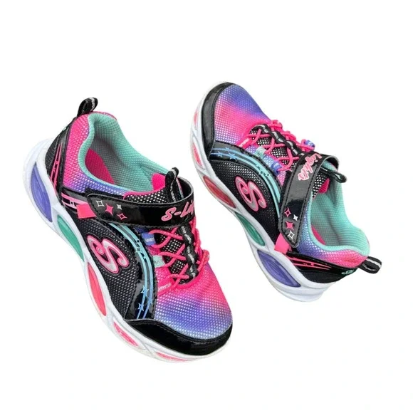 Skechers Girls Shimmer Beams Lighted Athletic Sneakers‎ Size 13 Black Pink Shoes