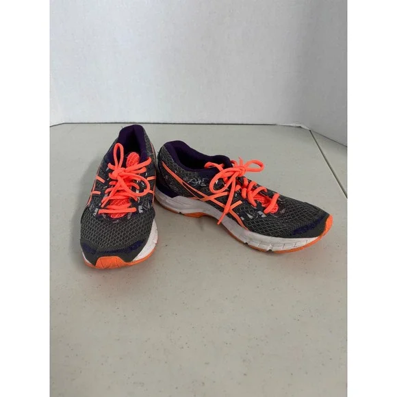 Asics Gel-Excite 4 Womens Running Shoes Grey Purple Neon Orange T6E8N‎ Size 8.5