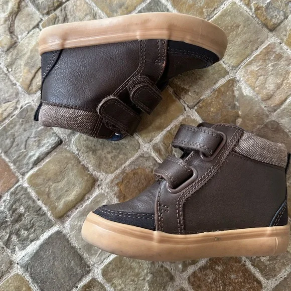 Brown Kids Shoes with Velcro Straps