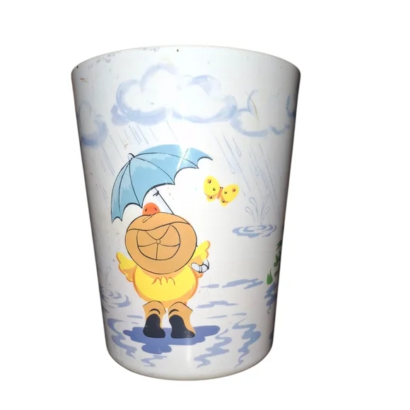 Vintage Trash Can Duck Baby Boy Girl Garbage Pale Storage Container Mafe InDime