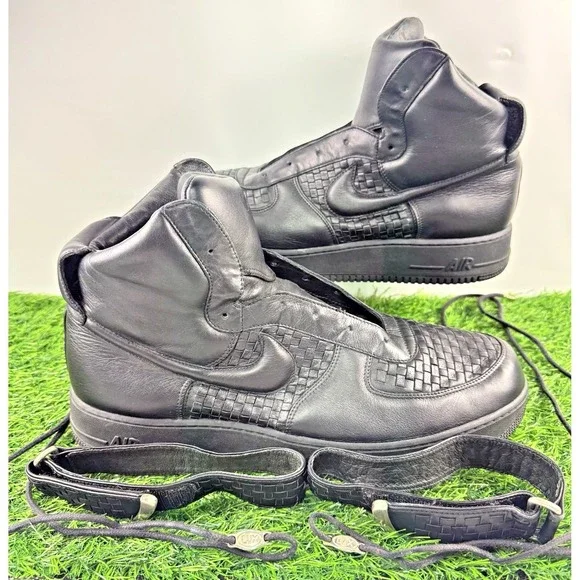 Nike Air Force 1 High Lux Triple Black Italian Leather Italy 311964-001 sz 13