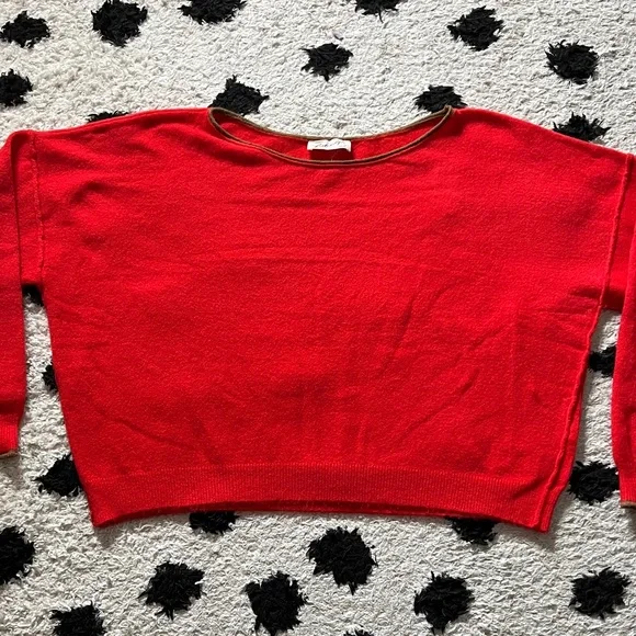 Free People size Medium bright Red Women's crop Sweater