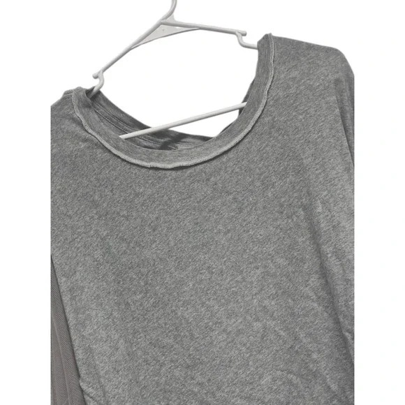 Free‎ People Oversized Boho Top Grey Mesh Bell Sleeve Size Small Petite