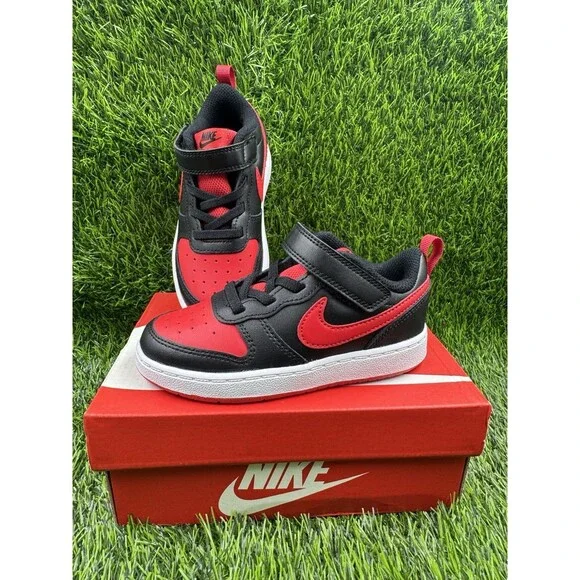 Nike Court Borough Toddler Sneaker Shoes Black/University Red Size 9 New