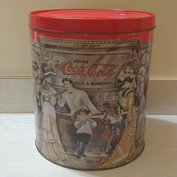 Vintage 1992 Coca-Cola Tin Can Storage Container
