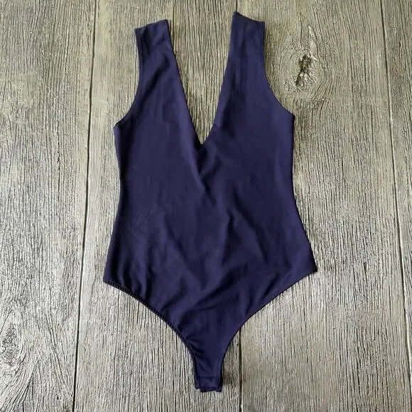 Free People Intimately FP Keep It Sleek Bodysuit Black V Neck Sleeveless Top S