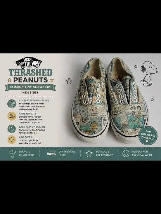 VANS Thrashed Peanut Comic Strip Charlie Brown kids 1