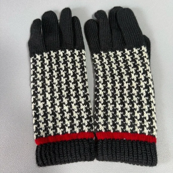 Anne Klein II Vintage Black White and Red Knit Gloves