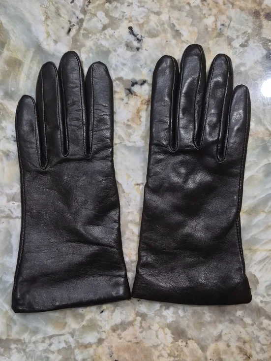 Vintage Grandoe Or Fownes Women's Brown Leather Cashmere Lined Gloves Size XS
