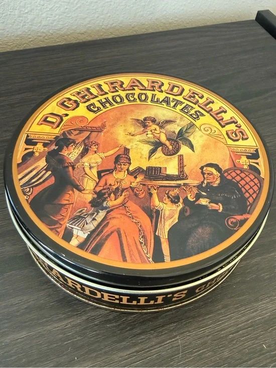 Vintage Ghirardelli's Chocolate Tin Canister ‎ with lid