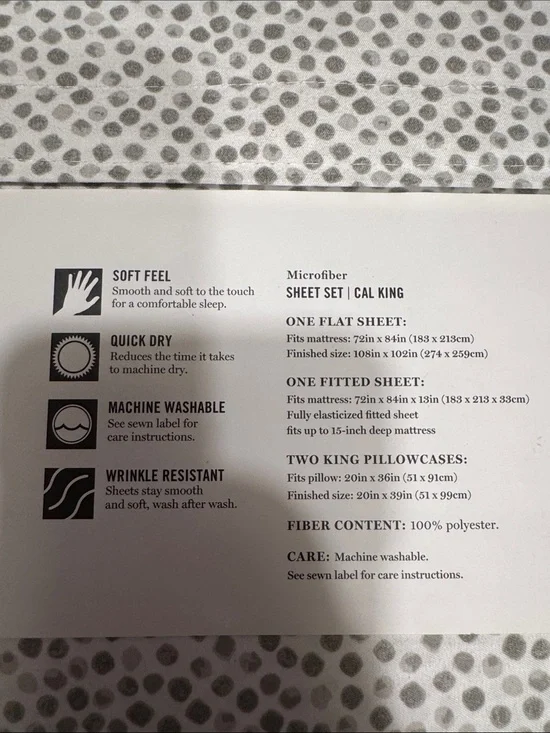 Martha Stewart Cal King Lightweight microfiber soft sheet set- NWT