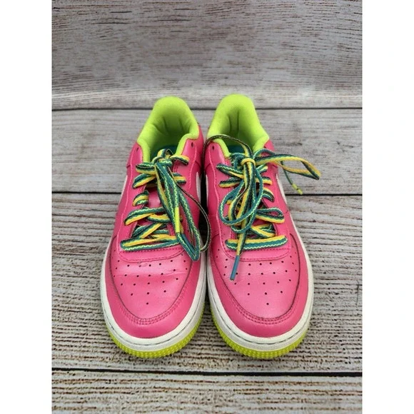 Nike Air Force 1 Low GS Pink Blast Volt Shoes Size 4Y CW5761-600 Used