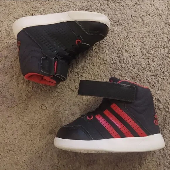 Adidas Jan BS 2 Mid Girls Toddler Sneakers Size 5k Black/Pink PRE-OWNED