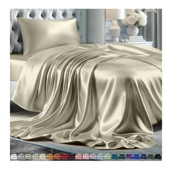 Luxury Satin Bed Sheet‎ Set With 15