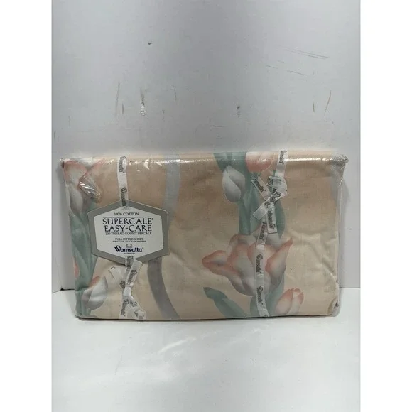 Wamsutta Supercale Easy‎ Care Full Fitted Sheet Cloisonne Tulips Floral 200 TC