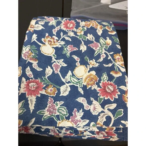 VTG Ralph Lauren Jardin Blue Floral Full Flat Bed Sheet French Country 96