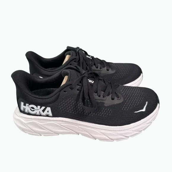 Hoka Arahi 7 Running Shoes Women's 6B Black White Stability Sneakers 1147851BWHT