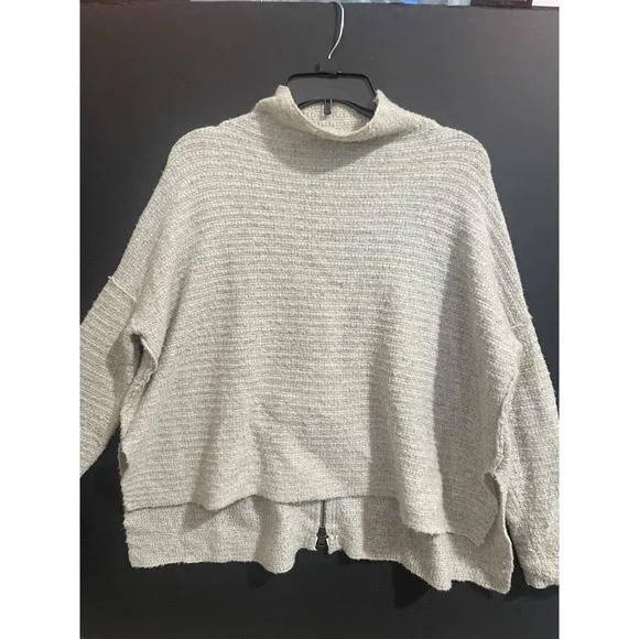 Free People Sweater Womens XS Mock Neck Wool Blend Zip Back Confetti Knit Boho‎