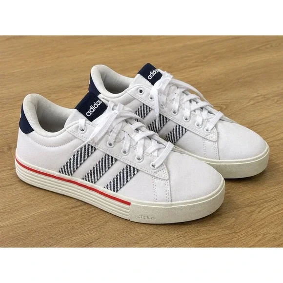 Adidas Daily 4.0 Sneakers Womens Size 6 White Blue Casual Lace Up Shoes