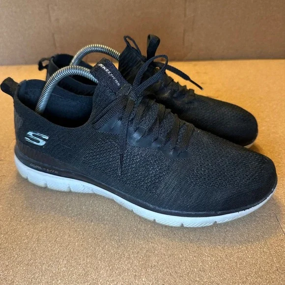 Skechers Dual-Lite Womens 11 Black Knit Mesh‎ Athletic Sneakers Trainers 12885W