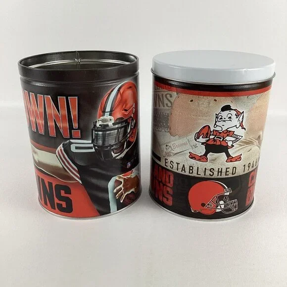 Cleveland Browns Collectible Tins NFL Football First Down Storage Container Lot