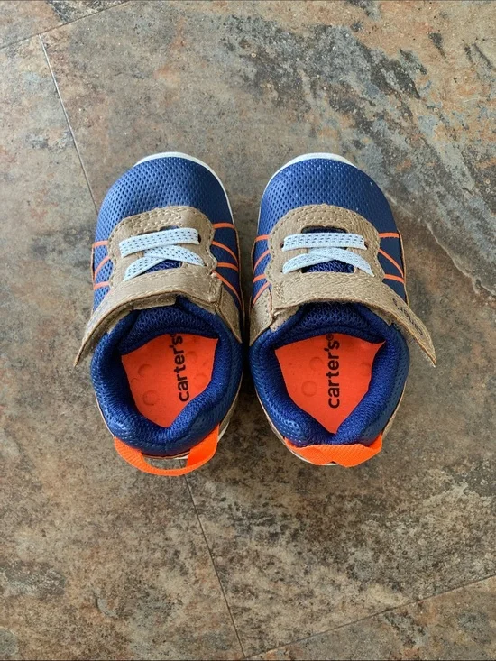 Carter's Navy and Orange Toddler Sneakers with Tan Accents