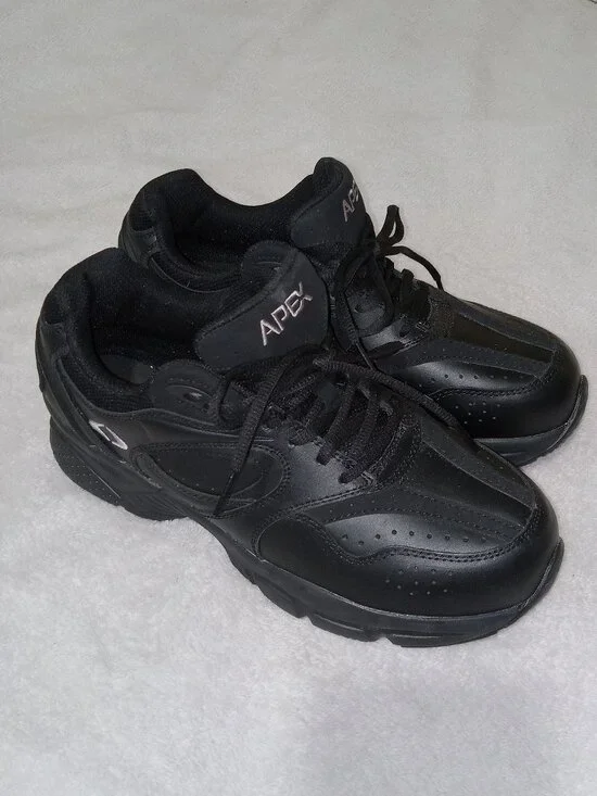 Apex X801 Lenex Walker Men's 9.5 X-Wide Black Diabetic Walking Shoes Leather