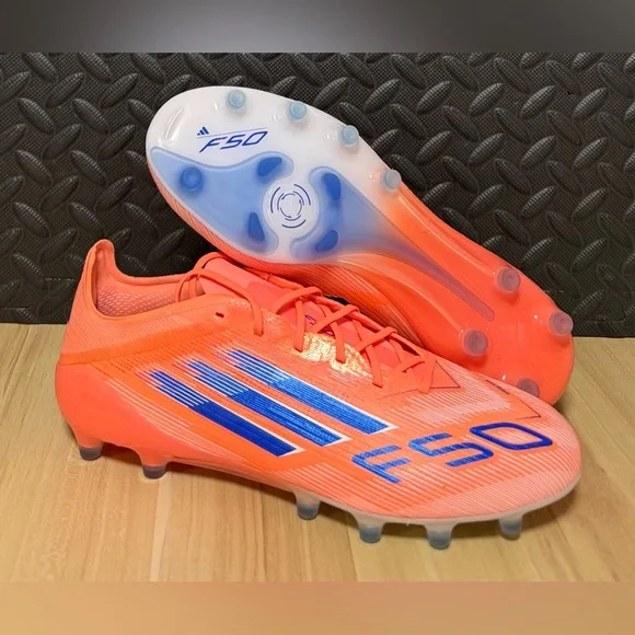 Adidas F50‎ Elite AG Soccer Cleats Beam Orange Blue JH7637 Mens Size 8