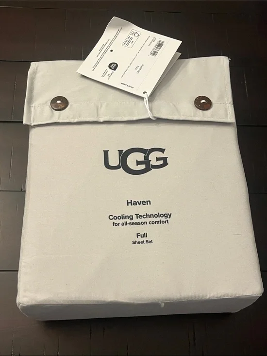 Ugg Haven Full Sheet Set - Flat, Fitted 2 Pillowcases Cooling Technology Stone
