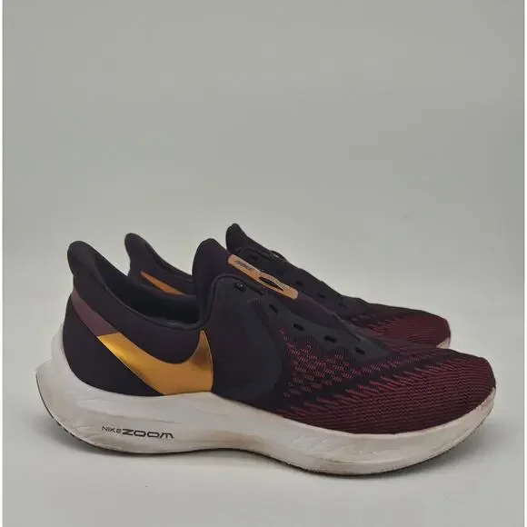 Nike Zoom Winflo 6 Running Shoes Women’s Size 9 Burgundy Orange Sneakers