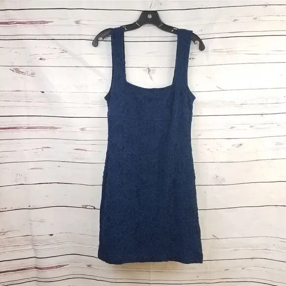 FREE PEOPLE Blue Black Stretchy Bodycon Dress