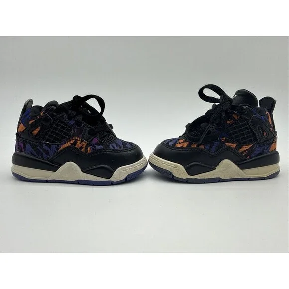 Nike Air Jordan 4 Retro Toddler Size 4C BQ9041-005 Purple Orange Black 2019