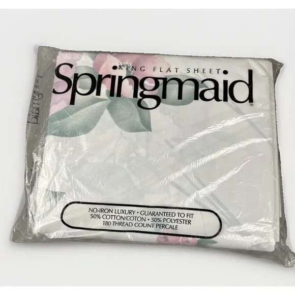 Vintage Springmaid King Lillique Rose Flat Sheet Factory Sealed Package