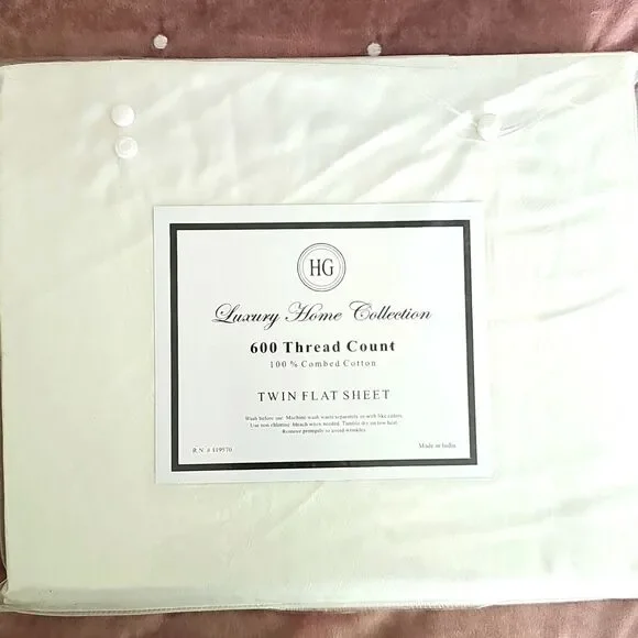 NWT Hotel Gramercy 600 Thread Count Flat Sheet, White, Size TWIN